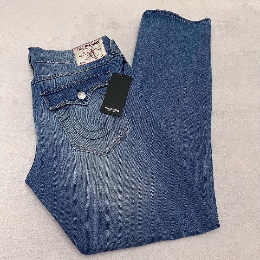 True Religion Men's Ricky SN Flap Straight Jean Sz 36X33 NWT Medium Viper Color